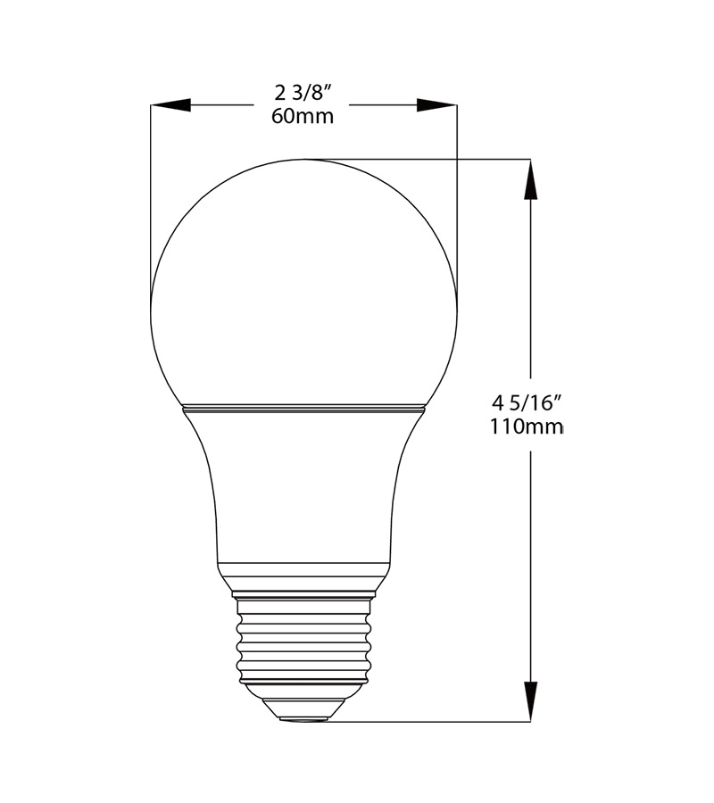 LED Bulb A19 9W,60 EQ, 800Lm, Base E26, 80CRI, 5000K Non-Dimming