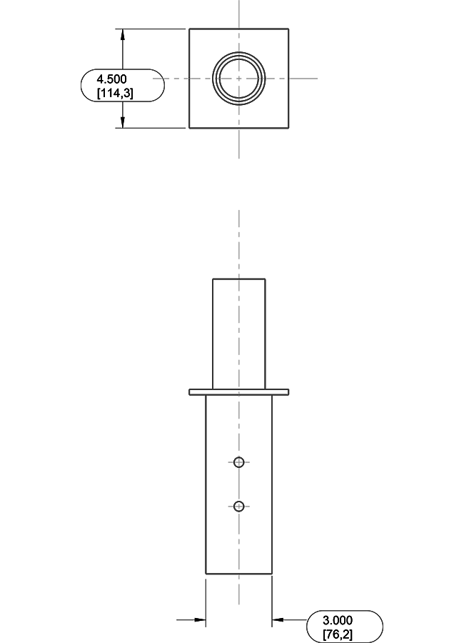 Pole Adaptor For 2 3/8 Inch Tenon To 4 Inch square Pole with Hardware