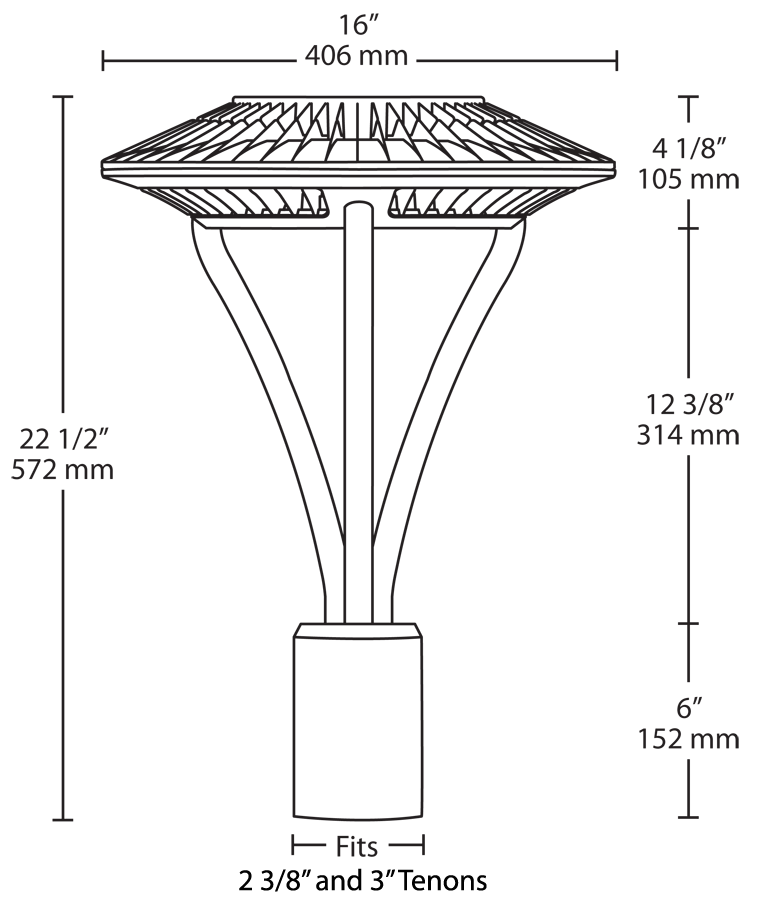 Area Light Post Top 78W, 3000k, LED Type V with, 120-277V Twistlock Photocell, Bronze