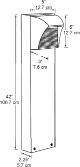 LED Bollard 42 Inch 5W, 5000k with Square SLED, Bronze