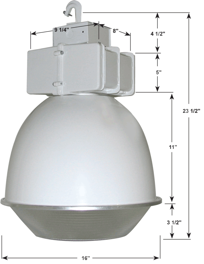 Low,Bay 250W,Mh Psqt 16 Inch, White Al reflector with Drop Lens Pulse St