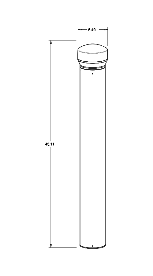 Bollard Dome 42 Inch 24W,480V, Dimmable LED, 5000k, Black