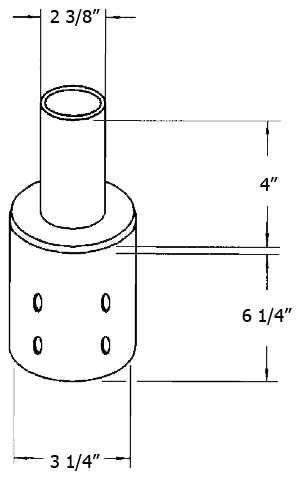 Pole Adaptor For 2 3/8 Inch Tenon To 3 Inch Round Pole