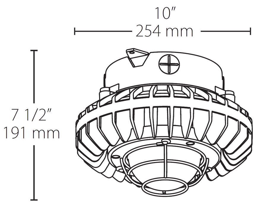 HAZXLED80F-G/D10 019813498676 Hazardous, . LED 80W, 5000k, LED Ceiling with Fr, Dimmable Globe Wire Gd Gray