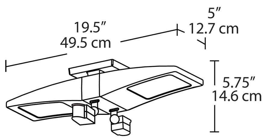 LED Ceiling 2 X 10W, 5000k with 2 Mini Sensors Bilevel, White