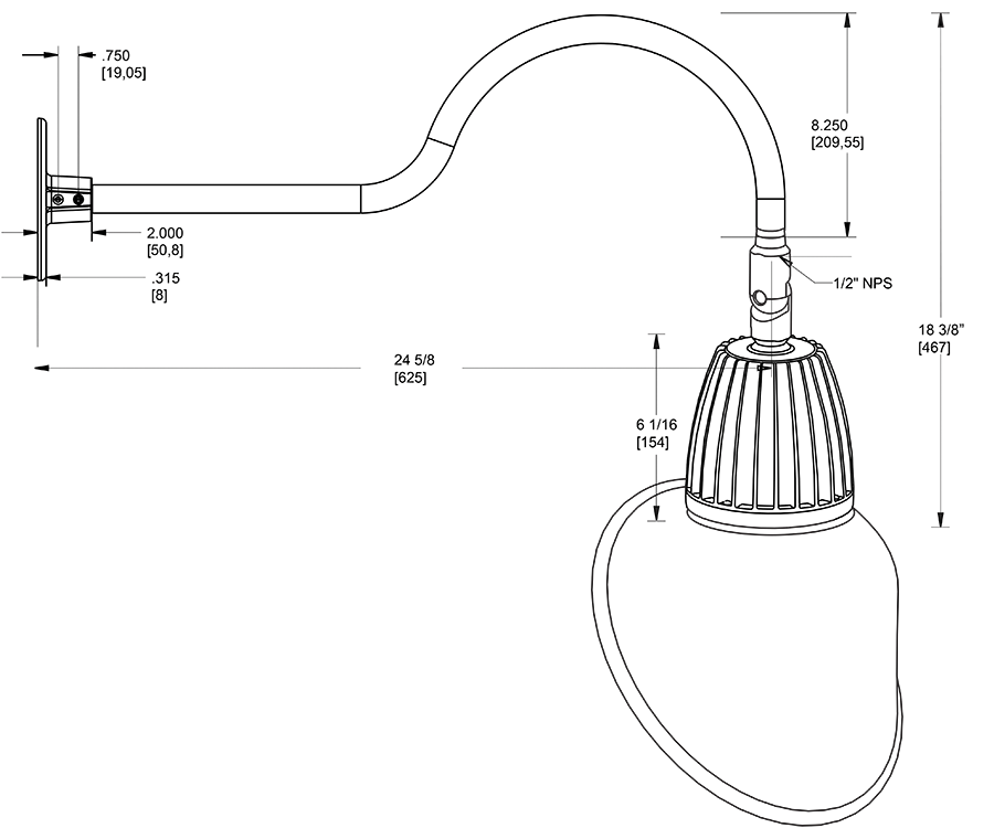 Gooseneck Style1 13W, 3000k, LED AngLED Cone Shade, White