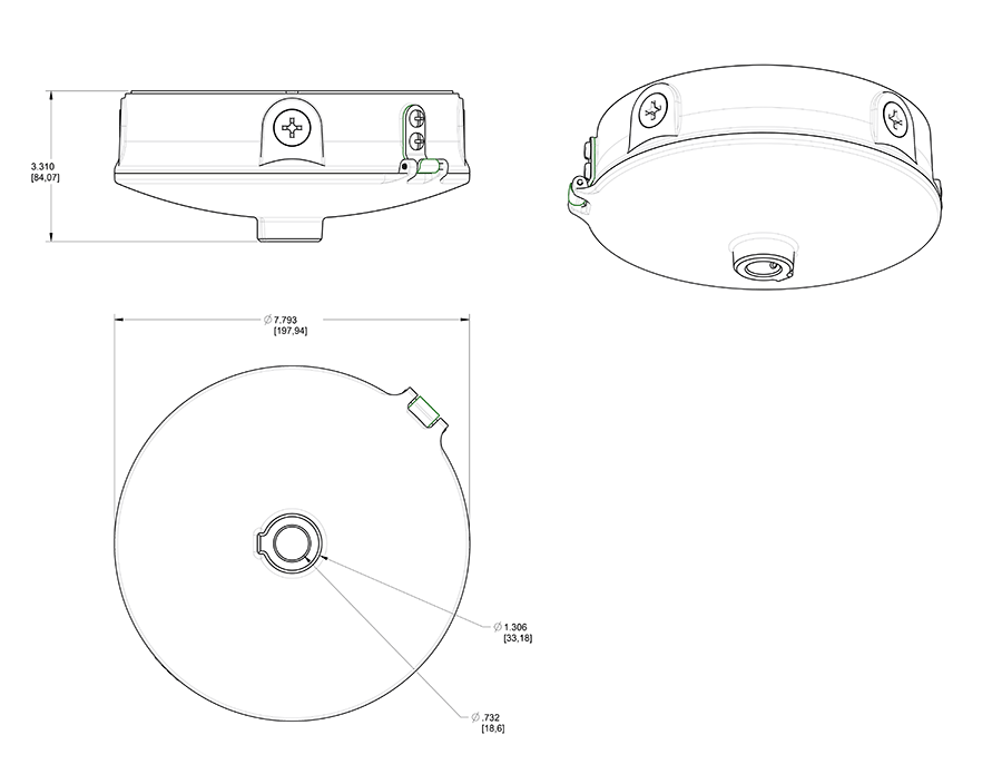 Junction Back Box Garage 52W,78W,For Pendant GpLED Pled, Bronze