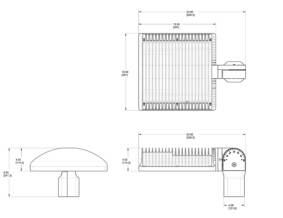 Area Light 125W Type II with Slipfitter, 4000k, LED with 480V Swivel Photocell Roadway Gray