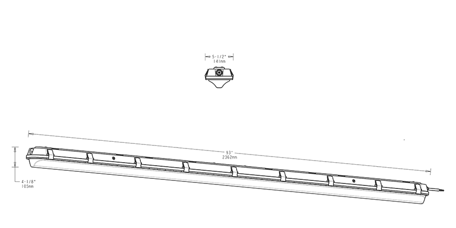 Linear Washdown 8Ft 70W, 4000k, LED, 120-277V, Dimmable