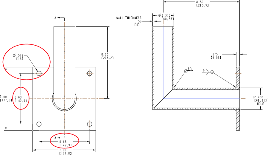 Bracket Right Angle Wall mount 8 1/2 Inch X 8 Inch