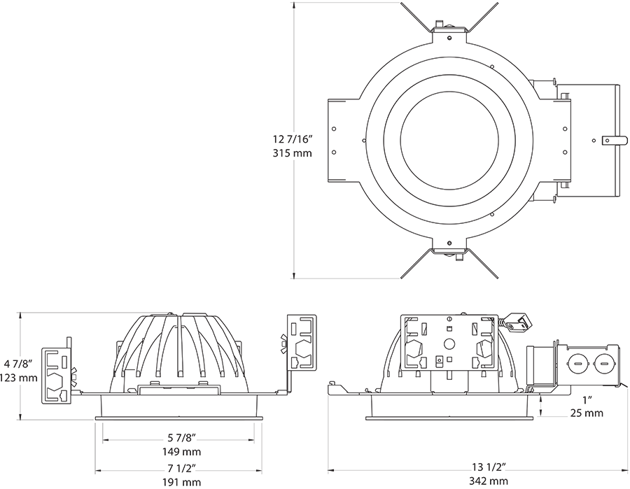 LED Trim Mod6 Inch Rnd 50Deg 3, 5000k, 90CRI, Black Cone, White Ring