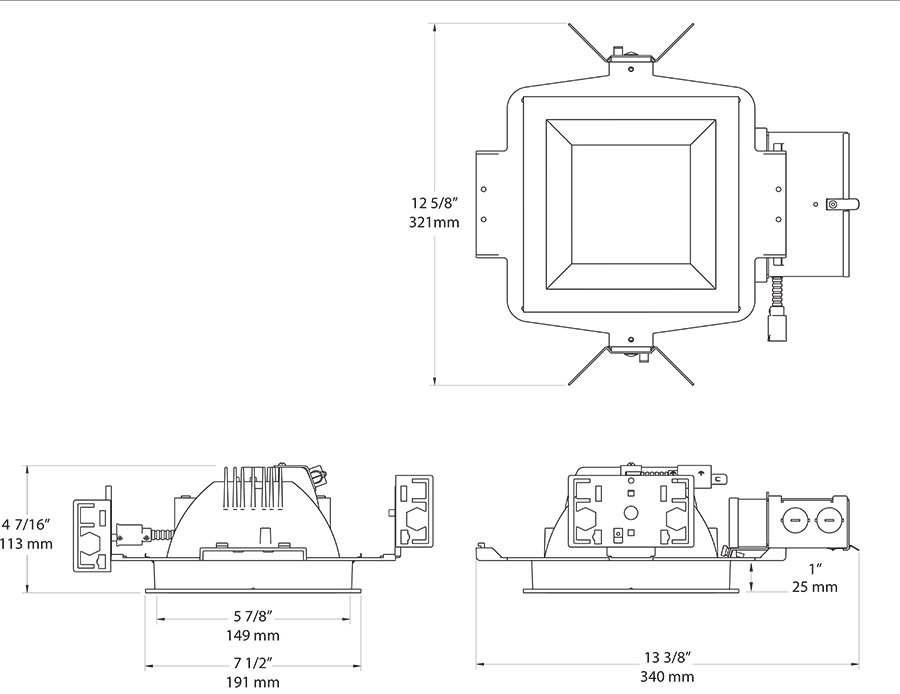 LED Trim Mod6 Inch square 80Deg, 4000k, 90CRI, White Cone, White Ring