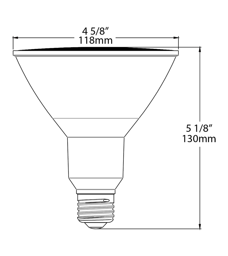 Par38 12W,90 EQ, 950Lm, Base E26, 90CRI, 3000k, Dimmable 25Deg