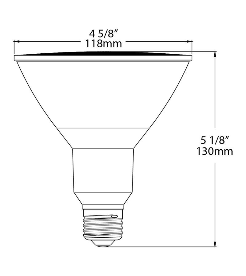 Par38 12W,90 EQ, 950Lm, Base E26, 90CRI, 3000k, Dimmable 40Deg