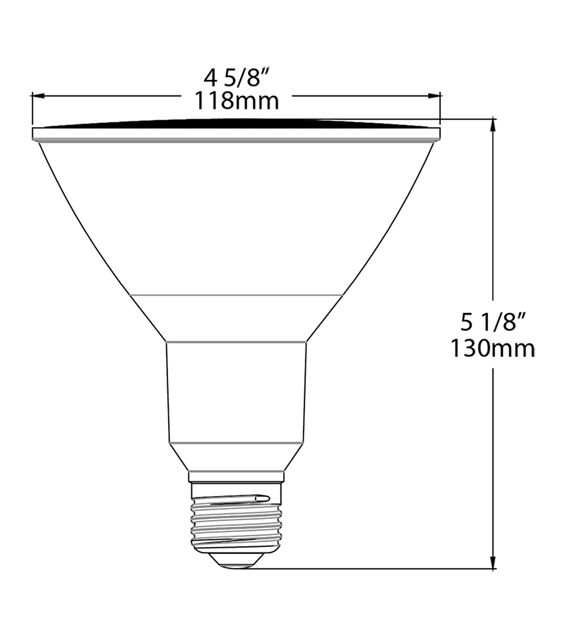 Par38 16.5W,120 EQ, 1370Lm, Base E26, 90CRI, 2700k, Dimmable 25Deg