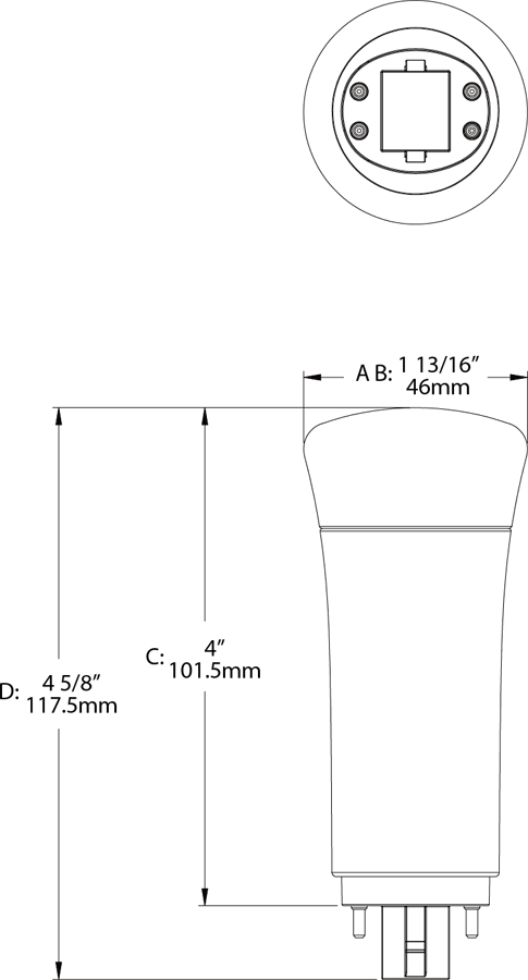 LED Plc Glass Type A 9W,Vert, 5000k, 1000Lm G24Q