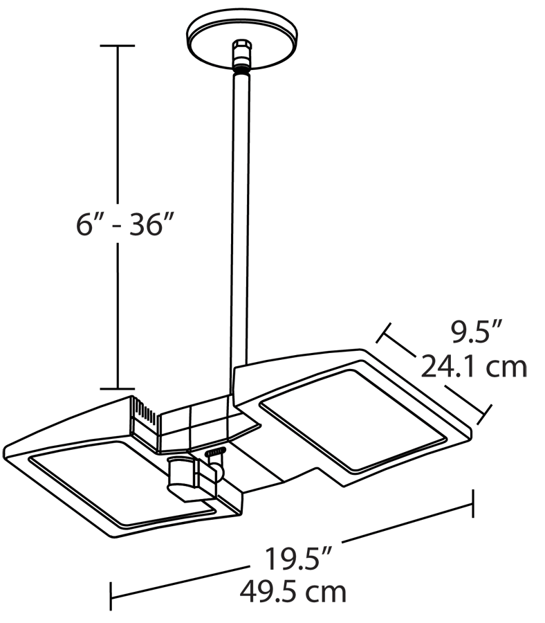 LED Pendant 2 X 26W, 5000k with Mini Sensors, White