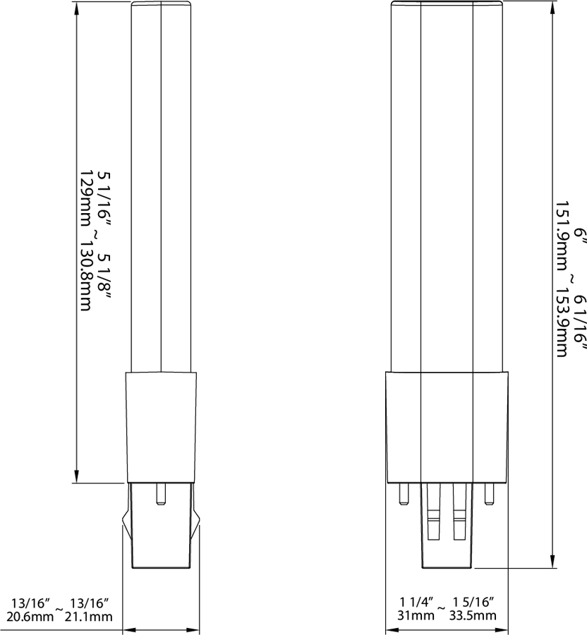 LED Pls Plastic Type A+B 5.5W,Hori, 4000k, 550Lm Gx23