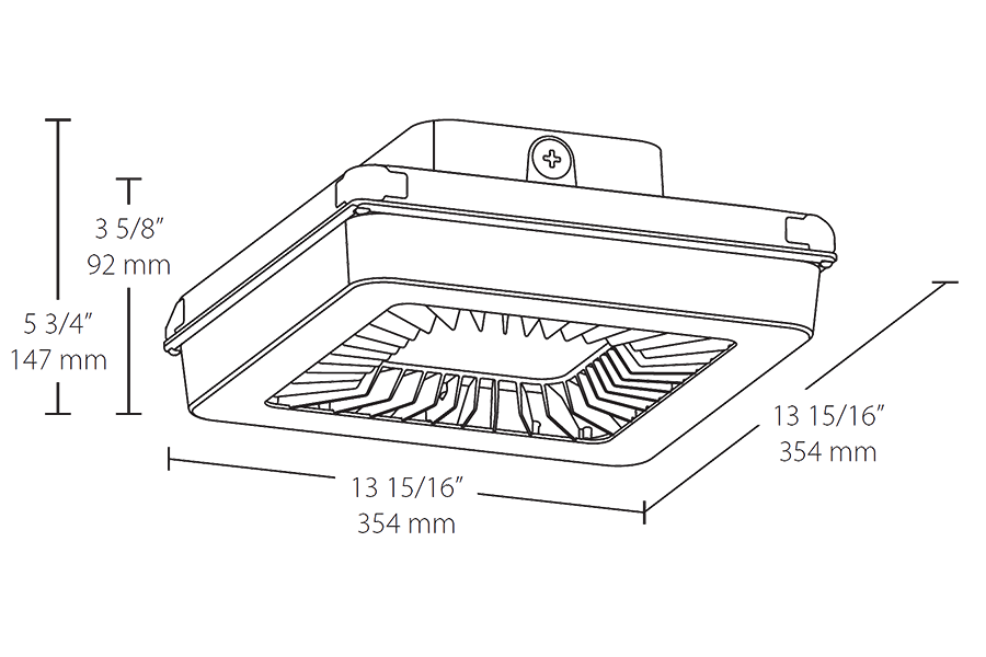 Porto Ceiling 14 inch, 42W, 5000k, LED 120V Swivel Photocell, polycarbonate Lens, Bronze