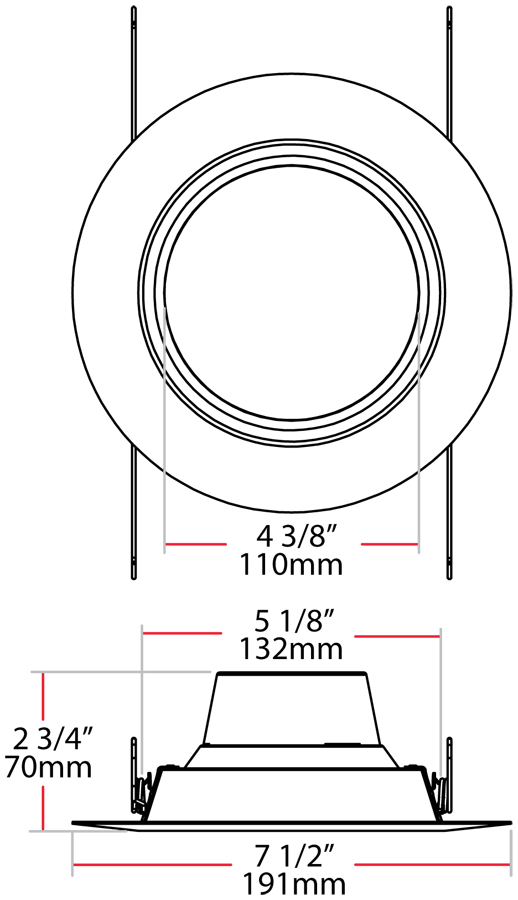 Down LightRes 6 Inch Round 14W,1200Lm, Base E26, 90CRI, 3500k, 120-277V Smooth