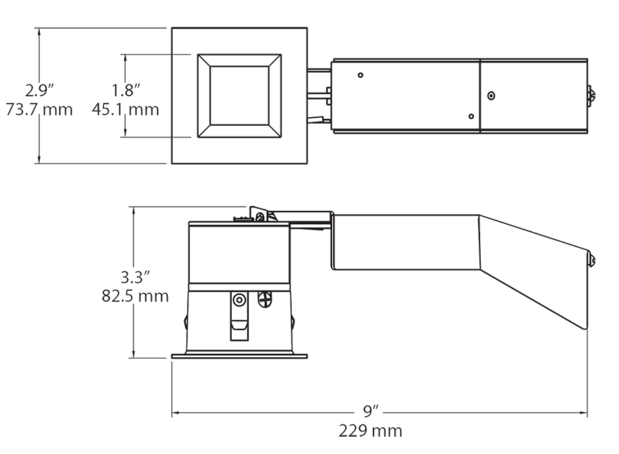 Remod 2 Inch square 8W,3, 5000k, Dimmable Triac 20Deg 1/2 Inch Trim, Silver Ring