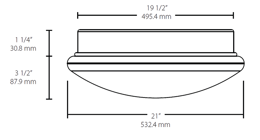 Skeet Xl 21In 25W, LED 3, 5000k, 120V Triac, Dimmable with round Basic Lens, White