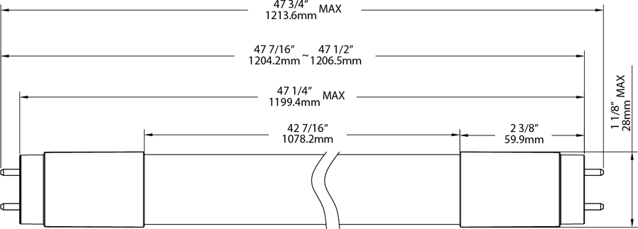 T8 LED Pet Glass 4Ft Typeb 14W, 3500k, 2000Lm , Single end