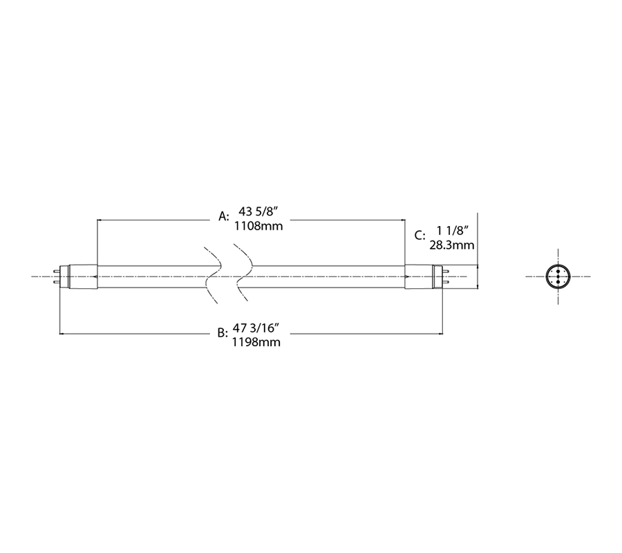 LED Tube T8 Glass 4Ft Type A 15W, 80CRI, 3500k, 2000Lm