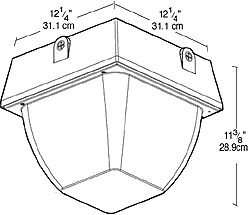 Vandalproof 12 Inch X 12 Inch Ceiling 3 X 32W,CFL Qt, White