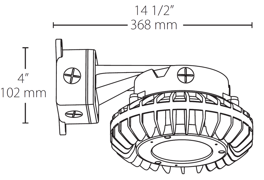 Hazardous, . LED 80W, 5000k, LED Wall bracket with Fr, Dimmable Flat Lens Gray