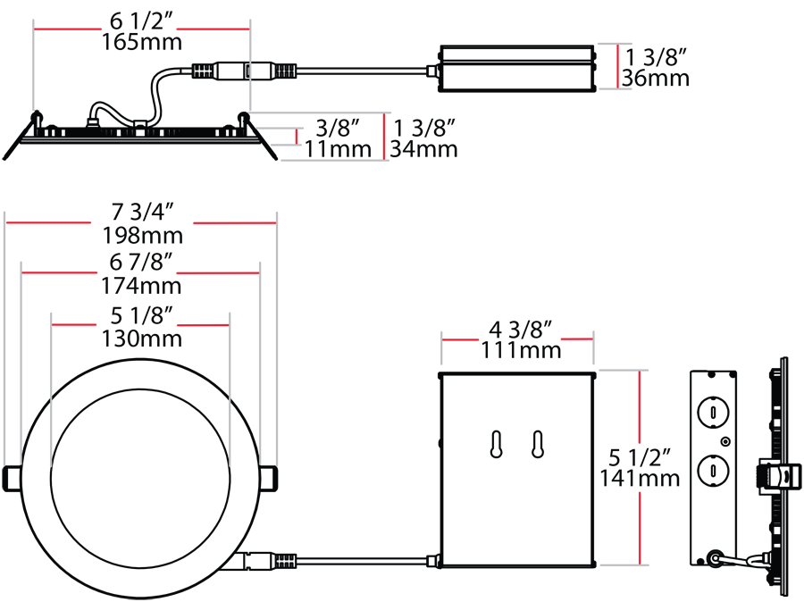 Down LightWf 6 Inch Round 12W,900Lm, 90CRI, 3000k, 120-277V Smo, 0-10V