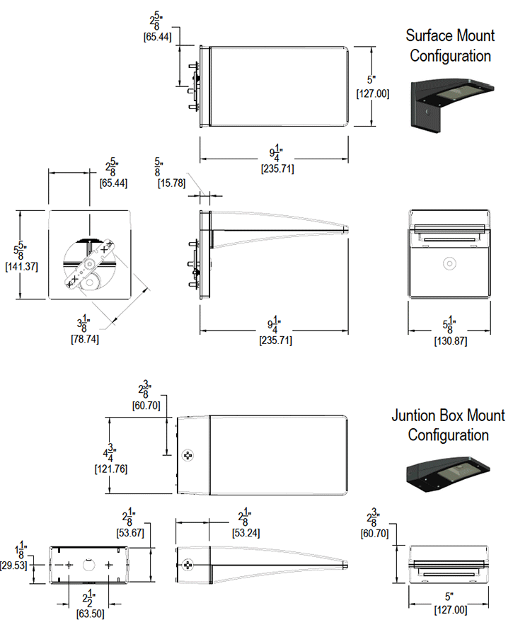 Lpack 13W, 5000k, LED 120 To 277V with Junc Box & Surface Plt Bnz