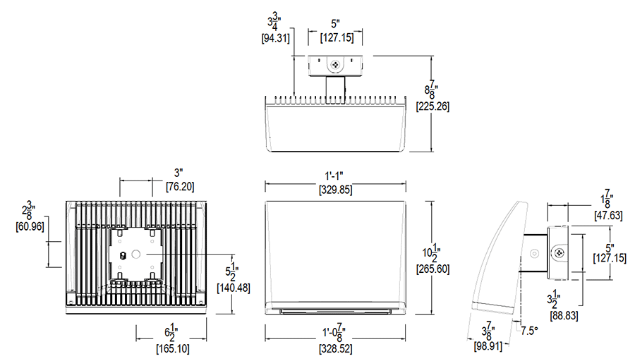 Lpack Wallpack 52W,Cutoff LED Bilevel, 5000k, Bronze