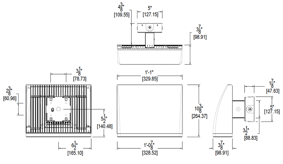 Lpack Wallpack 80W,Full Cutoff LED, 3000k, Bilevel, Bronze