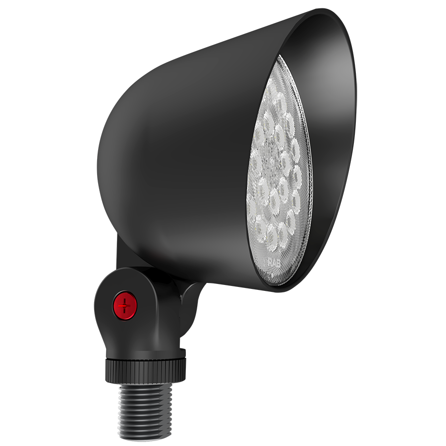 Product image for RAB LF17 8W 120V Economy Floodlight, Knuckle Arm Mount, 2700/3000/3500/4000/5000K, 0-10V Dimming, Bronze Finish