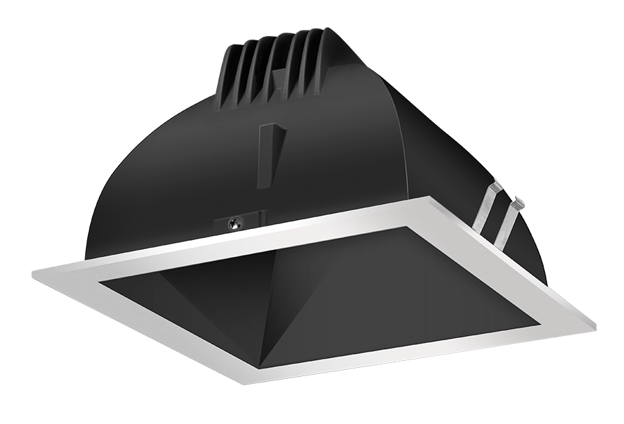 LED Trim Mod6 Inch square Wallwash 3, 5000k, 90CRI, Black Cone, Silver Ring